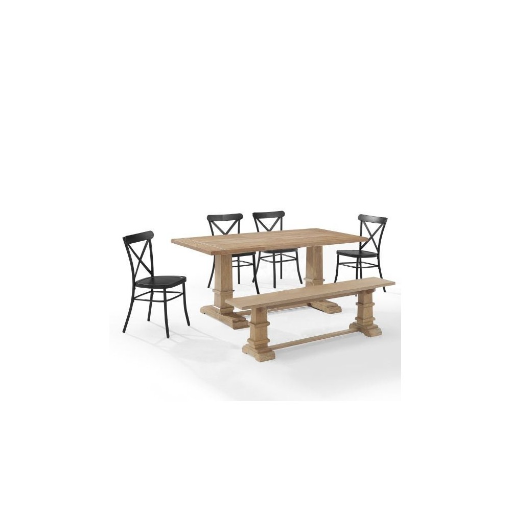 Joanna 6Pc Dining Set W/Camille Chairs- Table, Bench, 4 Chairs