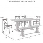 Joanna 6Pc Dining Set W/Camille Chairs- Table, Bench, 4 Chairs