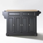 Alexandria Wood Top Full Size Kitchen Island/Cart Black/Natural