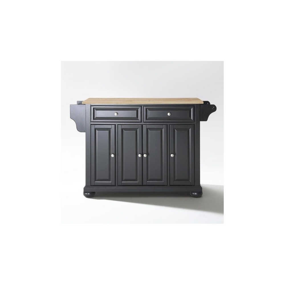 Alexandria Wood Top Full Size Kitchen Island/Cart Black/Natural