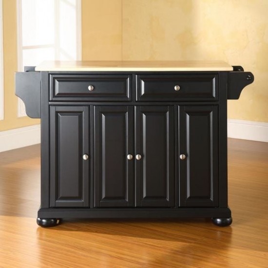 Alexandria Wood Top Full Size Kitchen Island/Cart Black/Natural