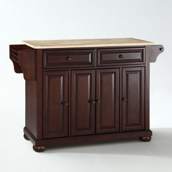 Alexandria Wood Top Full Size Kitchen Island/Cart Mahogany/Natural