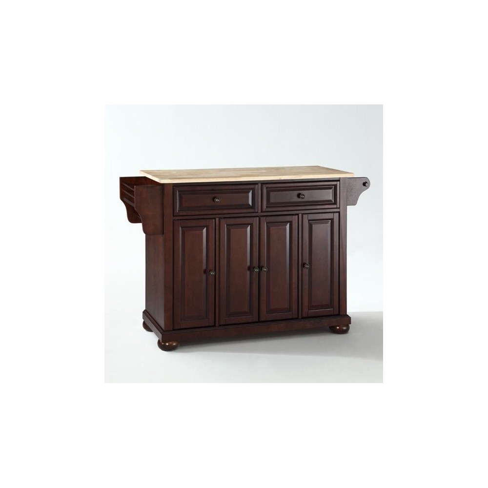 Alexandria Wood Top Full Size Kitchen Island/Cart Mahogany/Natural