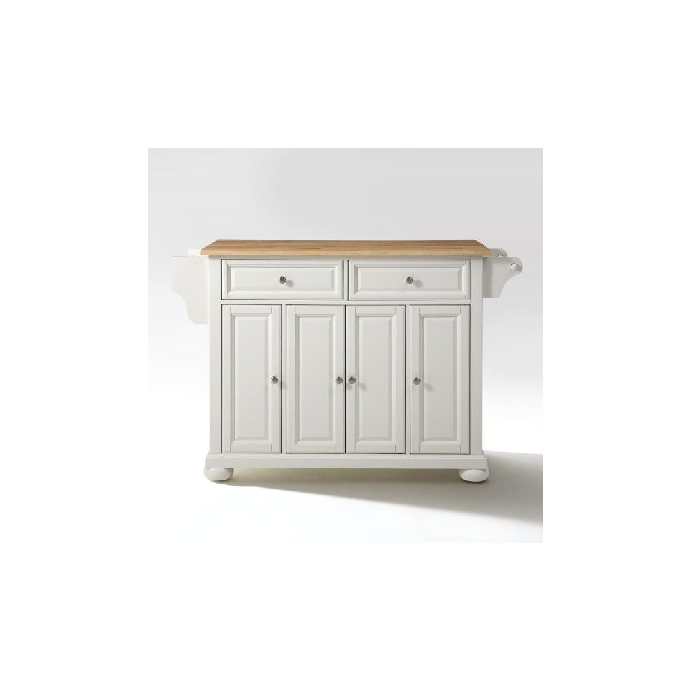 Alexandria Wood Top Full Size Kitchen Island/Cart White/Natural