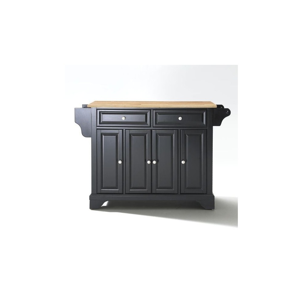 Lafayette Wood Top Full Size Kitchen Island/Cart Black/Natural