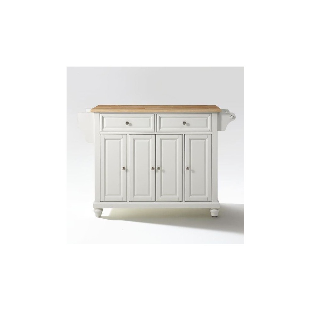 Cambridge Wood Top Full Size Kitchen Island/Cart White/Natural