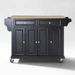 Full Size Wood Top Kitchen Cart Black/Natural