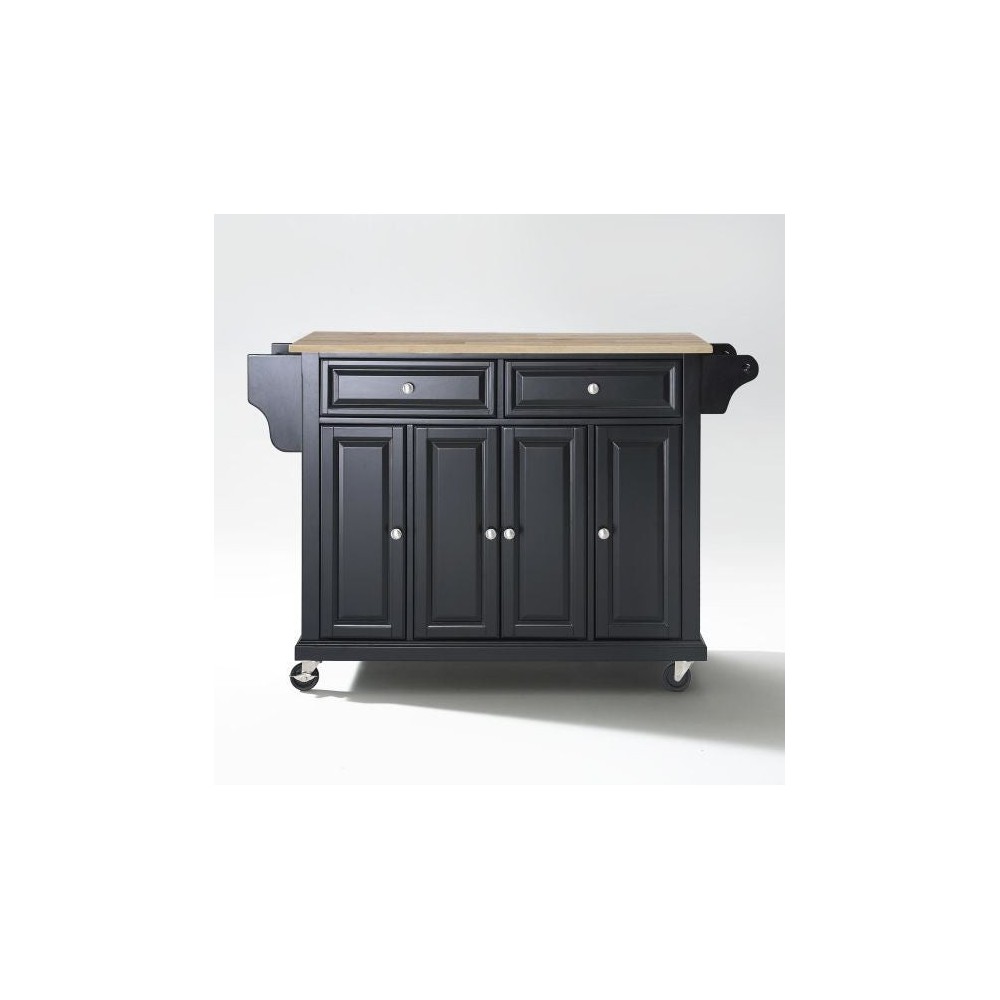 Full Size Wood Top Kitchen Cart Black/Natural