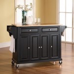 Full Size Wood Top Kitchen Cart Black/Natural