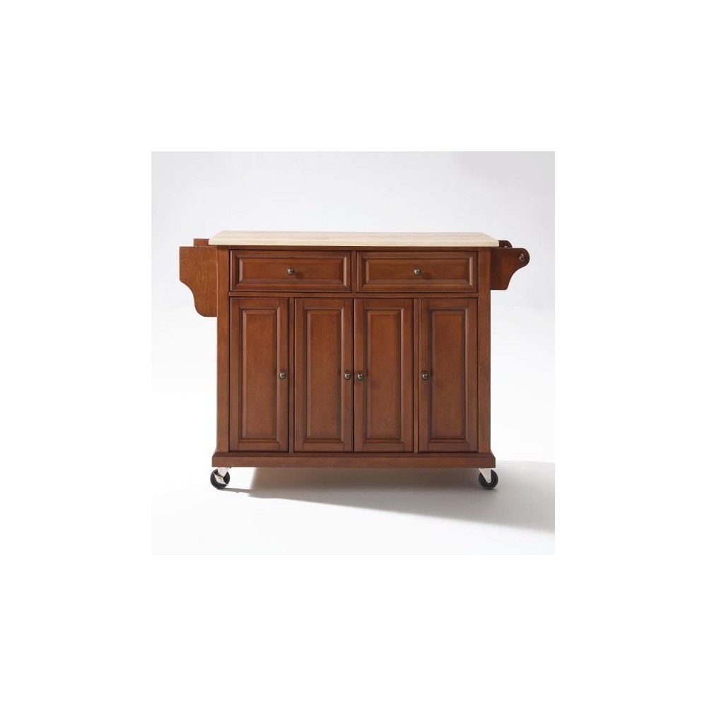 Full Size Wood Top Kitchen Cart Cherry/Natural