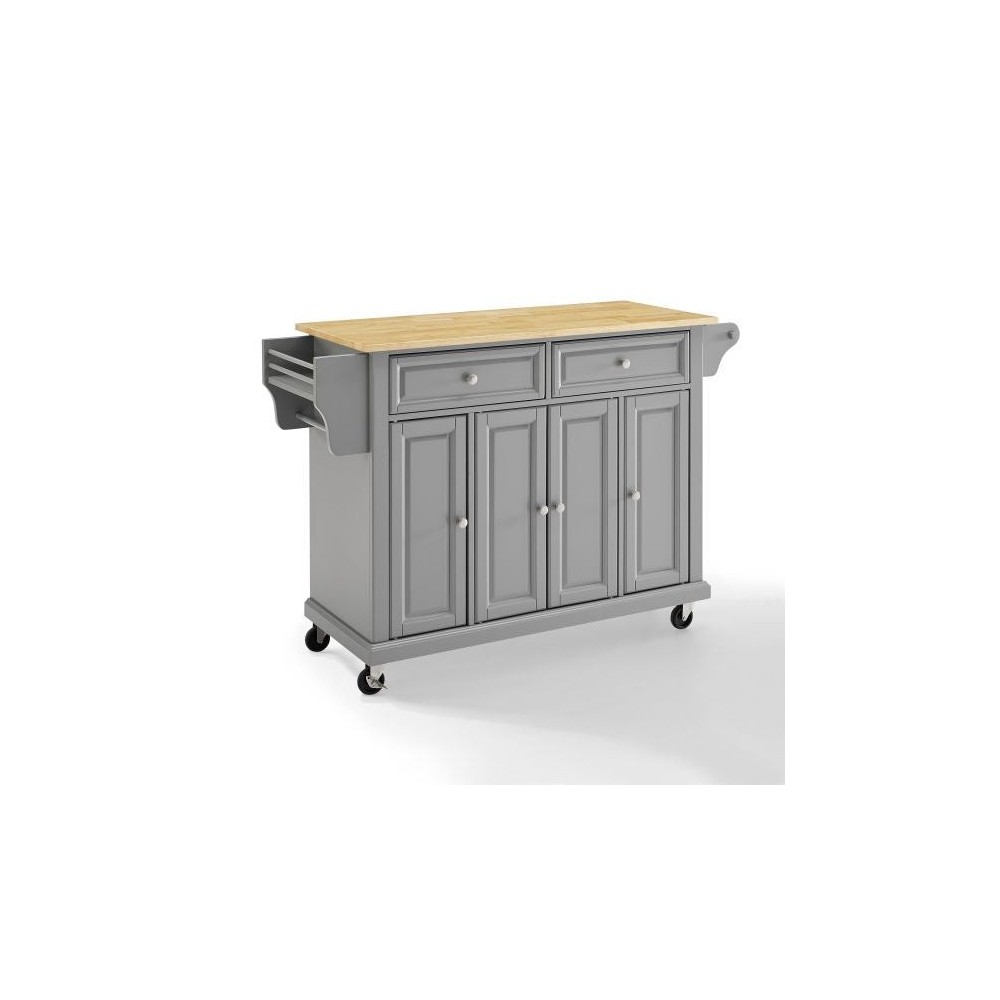 Full Size Wood Top Kitchen Cart Gray/Natural