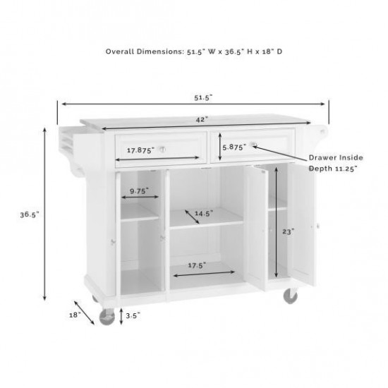 Full Size Wood Top Kitchen Cart Gray/Natural