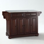 Alexandria Stainless Steel Top Full Size Kitchen Island/Cart Mahogany