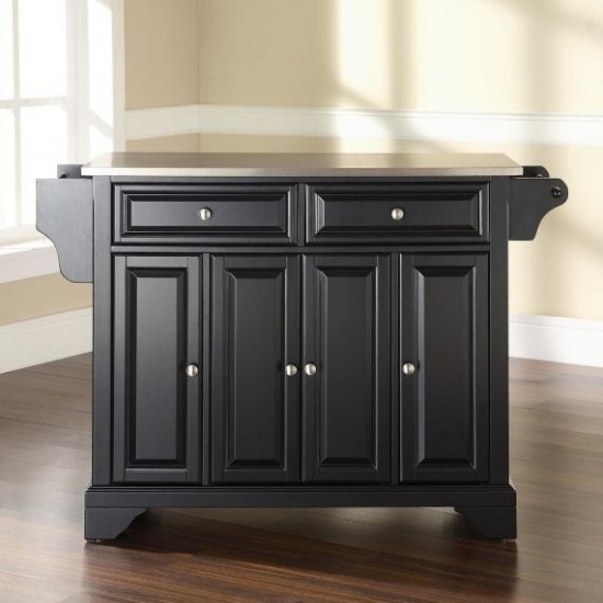 Lafayette Stainless Steel Top Full Size Kitchen Island/Cart Black