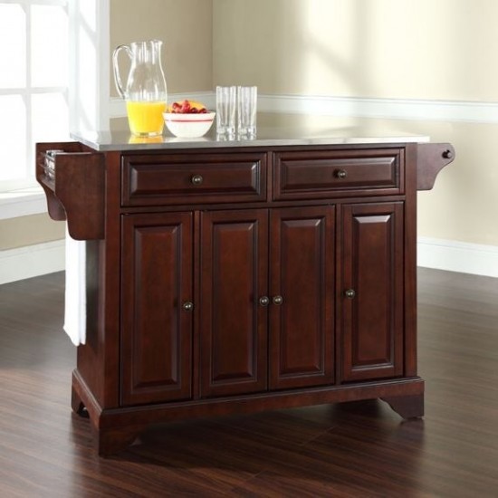 Lafayette Stainless Steel Top Full Size Kitchen Island/Cart Mahogany