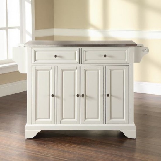 Lafayette Stainless Steel Top Full Size Kitchen Island/Cart White