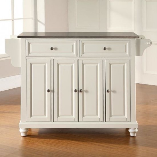 Cambridge Stainless Steel Top Full Size Kitchen Island/Cart White