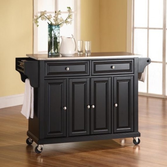 Full Size Stainless Steel Top Kitchen Cart Black/Stainless Steel