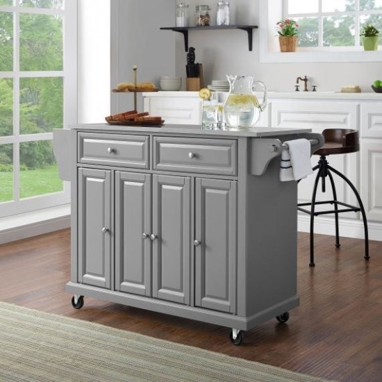 Full Size Stainless Steel Top Kitchen Cart Gray/Stainless Steel