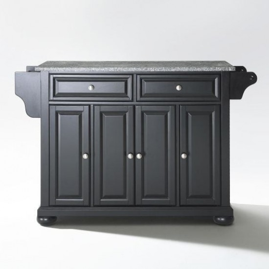 Alexandria Granite Top Full Size Kitchen Island/Cart Black/Gray