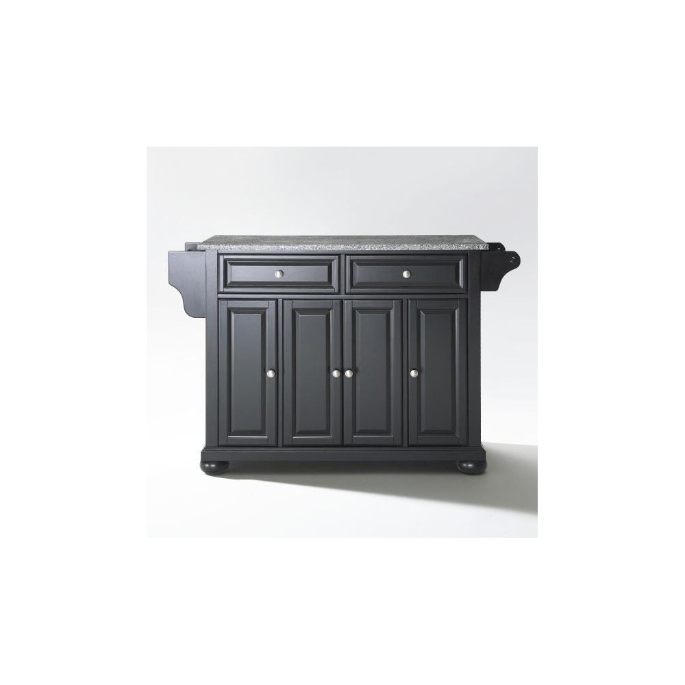 Alexandria Granite Top Full Size Kitchen Island/Cart Black/Gray