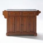 Alexandria Granite Top Full Size Kitchen Island/Cart Cherry/Gray