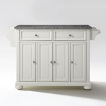 Alexandria Granite Top Full Size Kitchen Island/Cart White/Gray