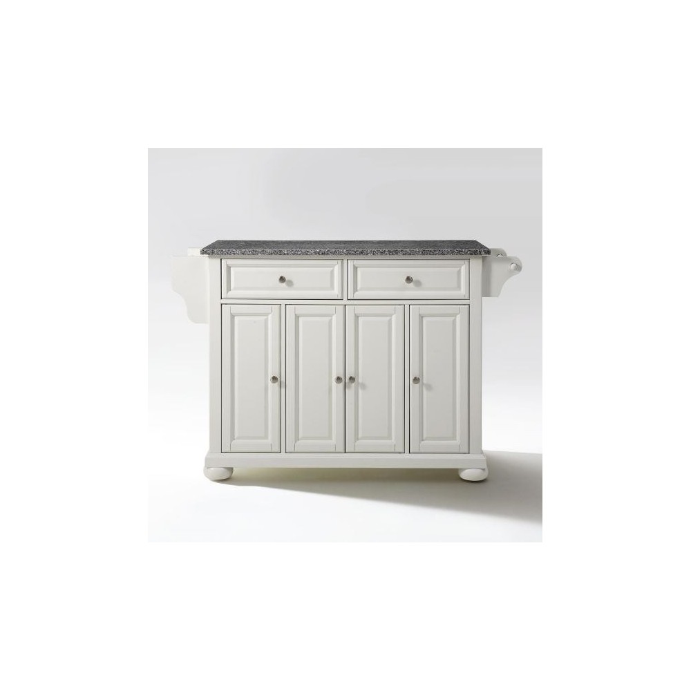 Alexandria Granite Top Full Size Kitchen Island/Cart White/Gray