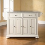 Alexandria Granite Top Full Size Kitchen Island/Cart White/Gray