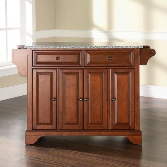 Lafayette Granite Top Full Size Kitchen Island/Cart Cherry/Gray