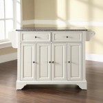 Lafayette Granite Top Full Size Kitchen Island/Cart White/Gray