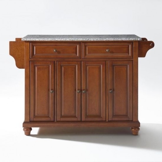 Cambridge Granite Top Full Size Kitchen Island/Cart Cherry/Gray