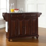 Cambridge Granite Top Full Size Kitchen Island/Cart Mahogany/Gray