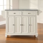 Cambridge Granite Top Full Size Kitchen Island/Cart White/Gray