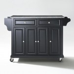 Full Size Granite Top Kitchen Cart Black/Gray