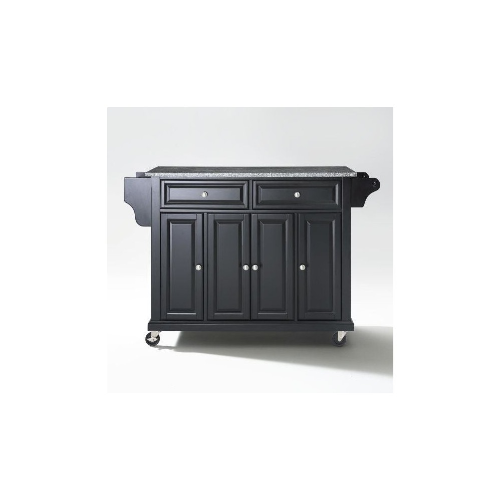 Full Size Granite Top Kitchen Cart Black/Gray