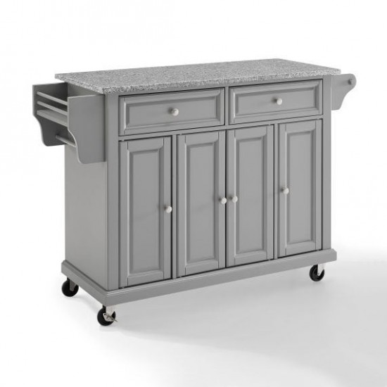 Full Size Granite Top Kitchen Cart Gray/Gray