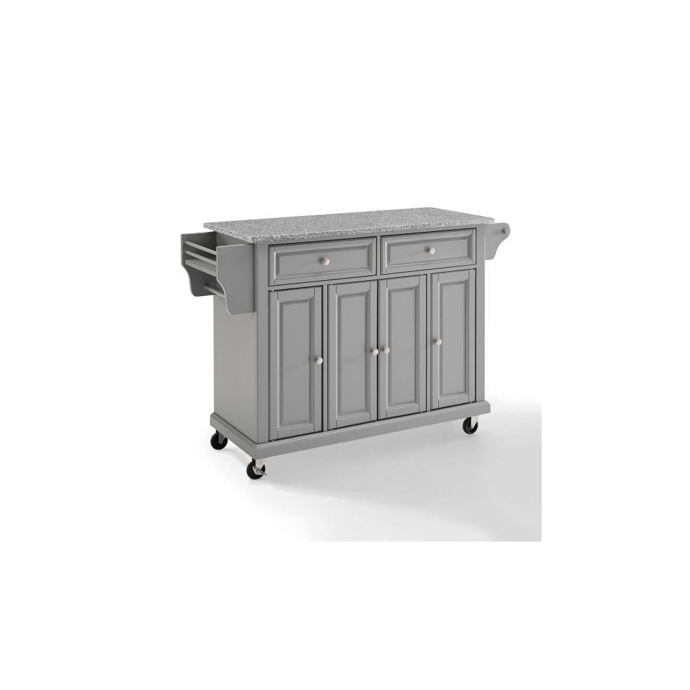 Full Size Granite Top Kitchen Cart Gray/Gray