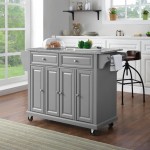 Full Size Granite Top Kitchen Cart Gray/Gray