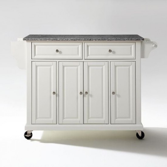 Full Size Granite Top Kitchen Cart White/Gray