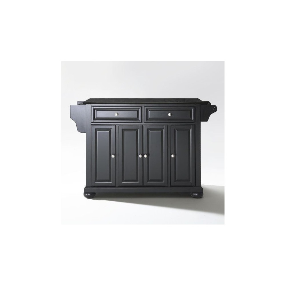 Alexandria Granite Top Full Size Kitchen Island/Cart Black/Black