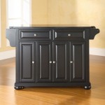 Alexandria Granite Top Full Size Kitchen Island/Cart Black/Black