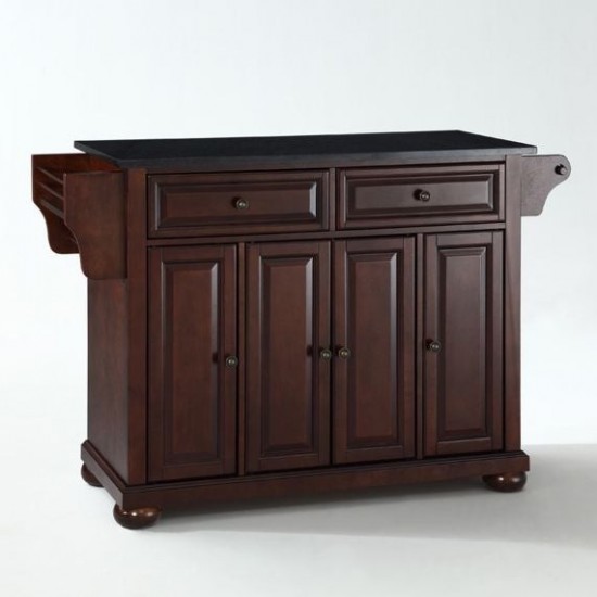 Alexandria Granite Top Full Size Kitchen Island/Cart Mahogany/Black