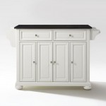 Alexandria Granite Top Full Size Kitchen Island/Cart White/Black