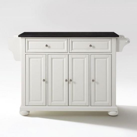 Alexandria Granite Top Full Size Kitchen Island/Cart White/Black