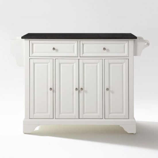 Lafayette Granite Top Full Size Kitchen Island/Cart White/Black