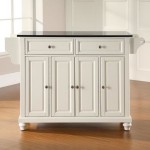 Cambridge Granite Top Full Size Kitchen Island/Cart White/Black