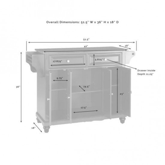 Cambridge Granite Top Full Size Kitchen Island/Cart White/Black