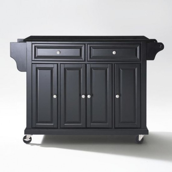 Full Size Granite Top Kitchen Cart Black/Black