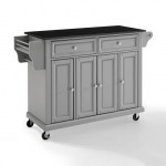 Full Size Granite Top Kitchen Cart Gray/Black